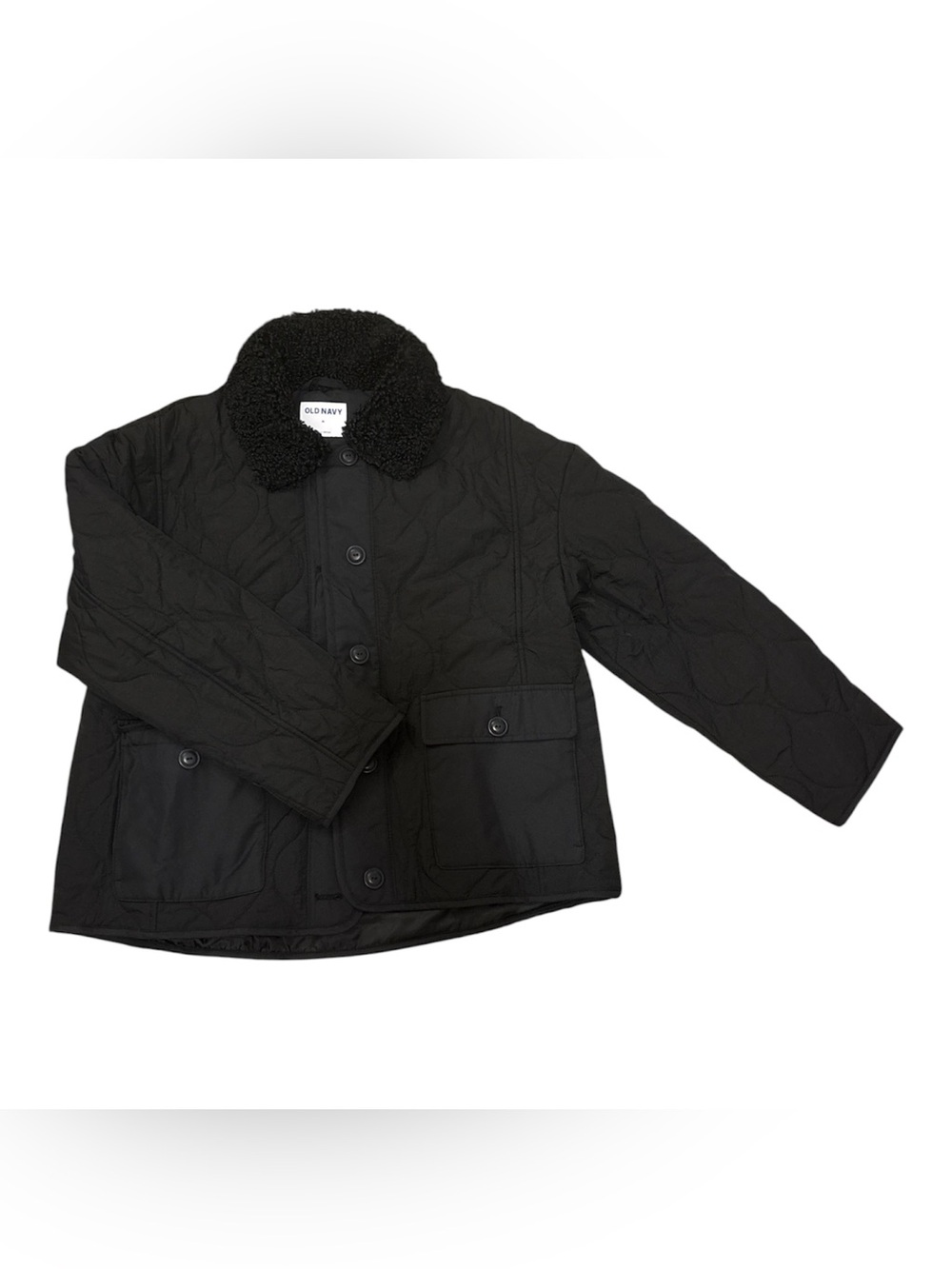 Old Navy Women’s  Quilted Jacket with Sherpa Collar in Black